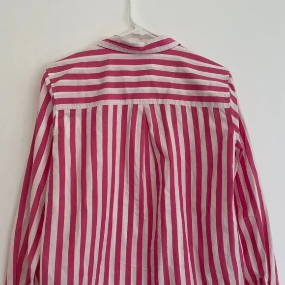 MAURICES Pink Striped Button Up Shirt White 100% Cotton Long Sleeve Button Down - Picture 13 of 16